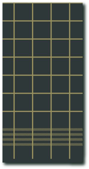 Serviettes de table P2P 40cm 1/8 Noir & Or