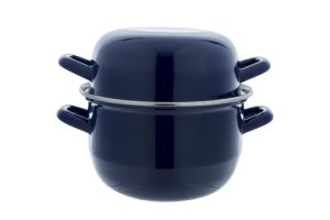 Mosselpan Ø18cm Blauw - zwart binnen