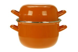 Mosselpan Ø18cm Oranje - zwart binnen