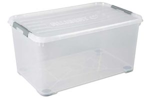 Boîte de rangement « HANDY » transp.
80x50x39cm 115L sur roues 