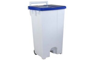 Afvalbak met pedaaldeksel 90l en 2 wielen 510x470x930mm "BLAUW"