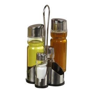 Menage 4-piece PeZo Oil/Vinegar with stainless steel holder