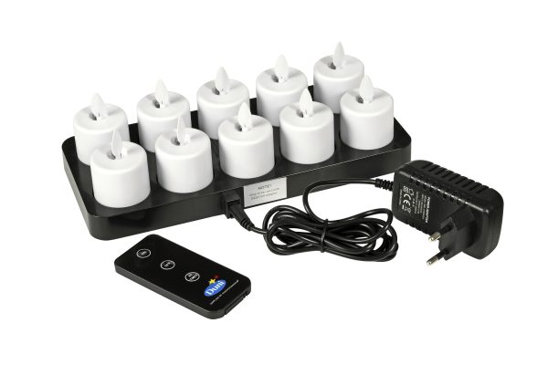 Station de charge LED incl. 10 leds flamme tissée blanc chaud 70x40