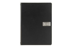 Menu Card Holder Black Leather A4 RAW