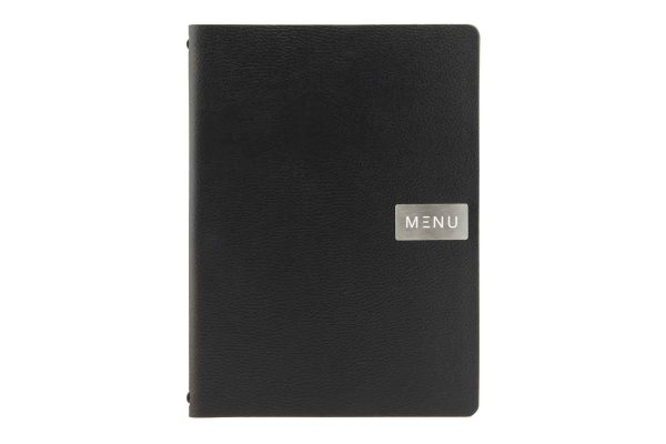 Menu Card Holder Black Leather A4 RAW