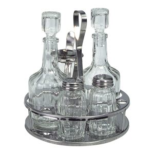 Menage 5-piece PeZo Oil/Vinegar and toothpick with stainless steel holder
