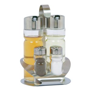Menage 4-piece PeZo Oil/Vinegar with stainless steel holder