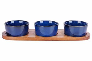 Aperoset 4st. Met plank ↔32 ↕10.5cm +3 bowl Ø8.5 ↨4cm